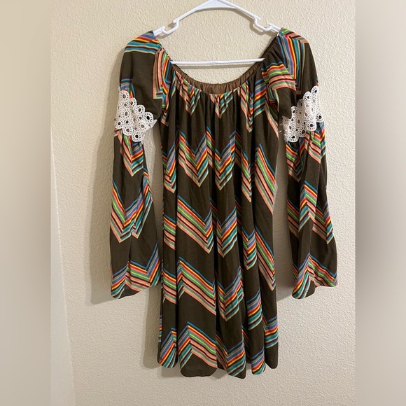 Multicolor Chevron Pattern Dress - Picture 1 of 9